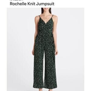 Kaleigh Rochelle Knit Jumpsuit Stitch Fix ladies romper green floral Sz Medium P